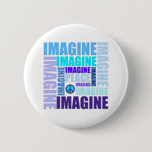 Macaron Rond 5 Cm Bleu "imaginez paix"