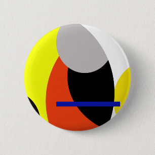 Macaron Rond 5 Cm Bleu jaune Art Abstrait