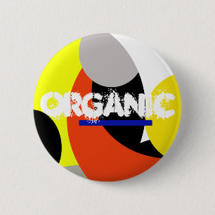 Macaron Rond 5 Cm Bleu jaune Art Abstrait