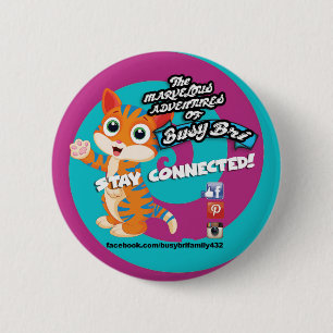 Macaron Rond 5 Cm Bleu le bouton de chat