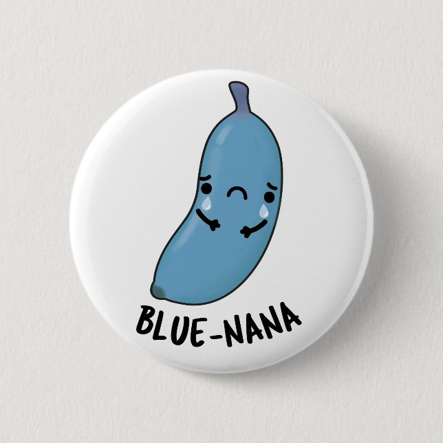 Macaron Rond 5 Cm Bleu nana Funny Banana Pun (Devant)