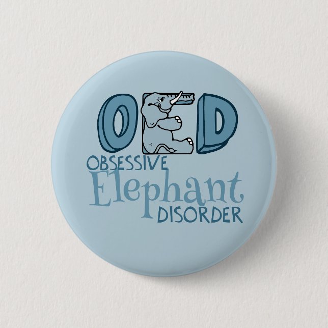 Macaron Rond 5 Cm Bleu Obsédé de l'éléphant mignon (Devant)