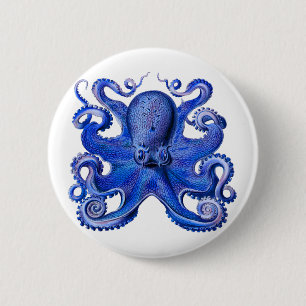 Macaron Rond 5 Cm Bleu octopique de Haeckel