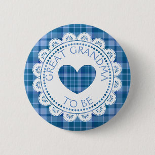 Macaron Rond 5 Cm Bleu Plaid Grande grand-mère à être bouton