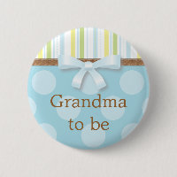 Bleu Polka Dot Stripes - "Grand-mère à être" Pin