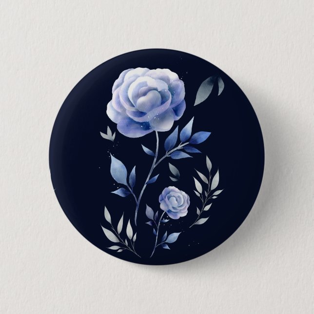 Macaron Rond 5 Cm bleu poussiéreux rose bleu marine bleu élégant flo (Devant)