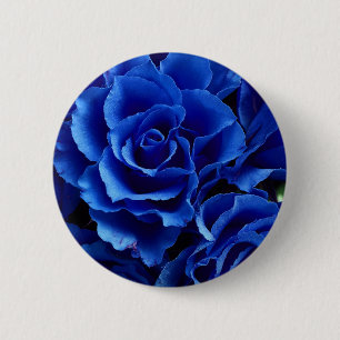 Macaron Rond 5 Cm Bleu rose fleurs plante romance bouton