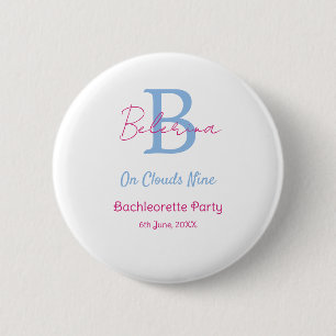 Macaron Rond 5 Cm bleu rose sur les nuages neuf monogramme enterreme