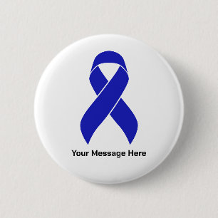 Macaron Rond 5 Cm Bleu Ruban personnalisé Conscience du cancer du cô
