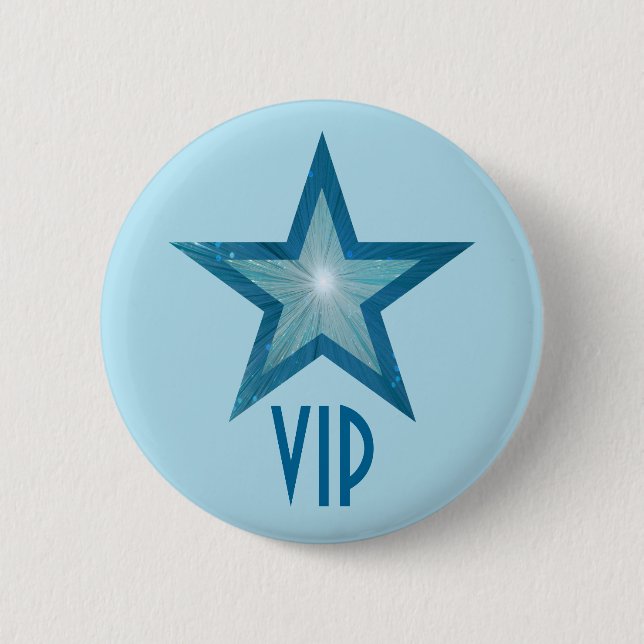 Macaron Rond 5 Cm Bleu Star 'VIP' bouton bleu pâle (Devant)