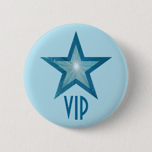 Macaron Rond 5 Cm Bleu Star 'VIP' bouton bleu pâle