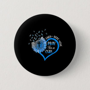 Macaron Rond 5 Cm Bleu Type Un Diabète Papillon de coeur du diabète