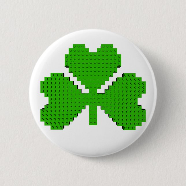 Macaron Rond 5 Cm Blocs de construction shamrock Dessin (Devant)