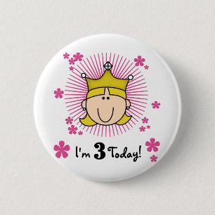 Macaron Rond 5 Cm Blond Princess 3e Anniversaire Tshirts & cadeaux