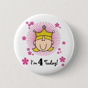 Macaron Rond 5 Cm Blond Princess 4th Birthday Tshirts et cadeaux