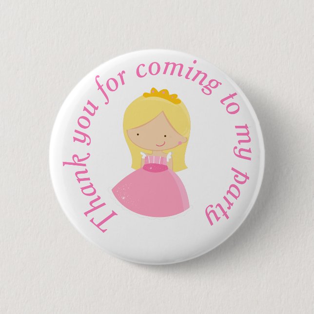 Macaron Rond 5 Cm Blonde Cute Princess et Dragon Anniversaire (Devant)