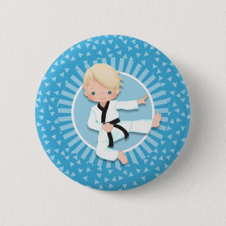 Macaron Rond 5 Cm Blonde Karate Boy Judo Martial Arts