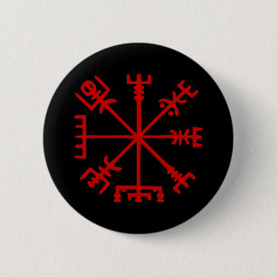 Macaron Rond 5 Cm Blood Red Vegvísir (Viking Compass)