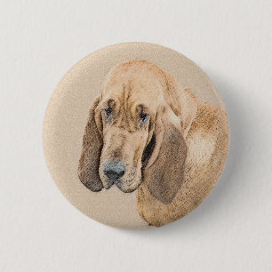 Macaron Rond 5 Cm Bloodhound Peinture - Joli chien d'origine art