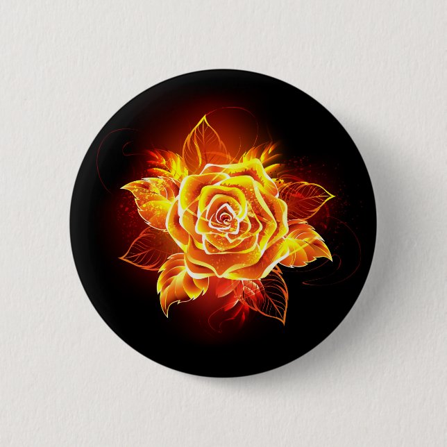 Macaron Rond 5 Cm Blooming Fire Rose (Devant)