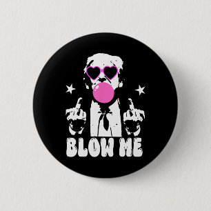 Macaron Rond 5 Cm Blow Me Drôle Trump Pink Bubble Gum Donald Trump 2