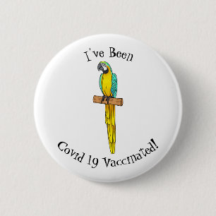 Macaron Rond 5 Cm Blue-and-yellow macaw bird cartoon illustration