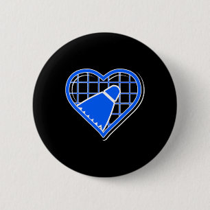 Macaron Rond 5 Cm Blue Badminton Heart Pour Les Amateurs De Badminto