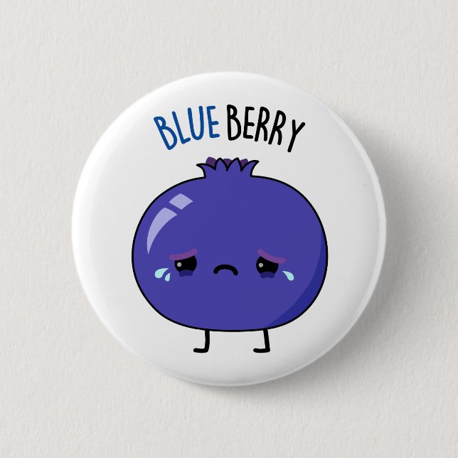 Macaron Rond 5 Cm Blue Berry Funny Blueberry Pun (Devant)