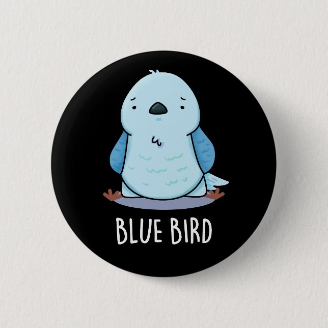 Macaron Rond 5 Cm Blue Bird Funny Animal Pun Dark BG (Devant)