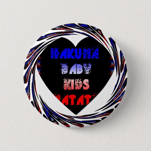 Macaron Rond 5 Cm Blue Black Hakuna Matata Baby Kids Design.png (Devant)