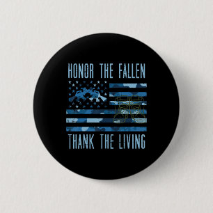 Macaron Rond 5 Cm Blue Camo US Drapeau Honneur Le Fallen Merci Livin