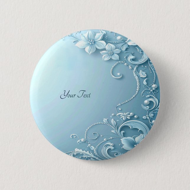 Macaron Rond 5 Cm Blue Decorative Floral Button (Devant)
