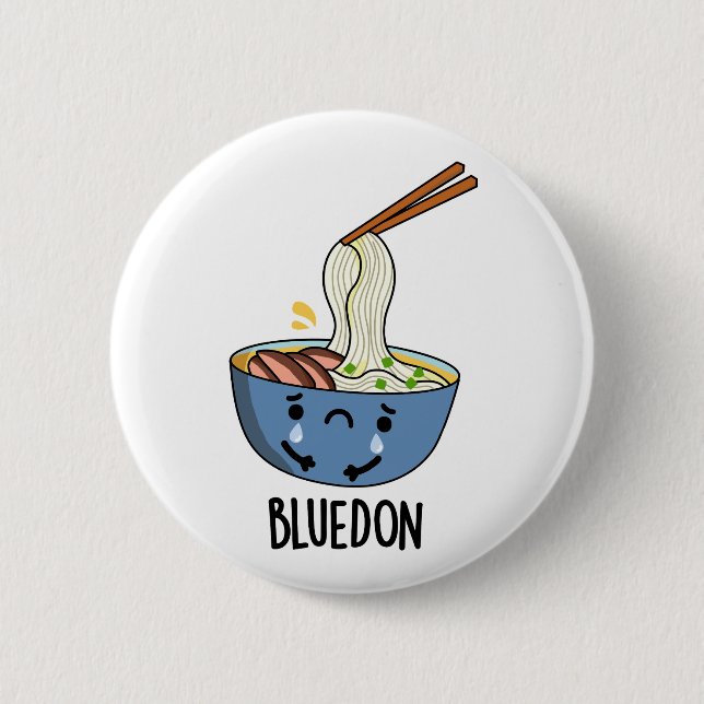 Macaron Rond 5 Cm Blue-don Funny Udon Pun  (Devant)