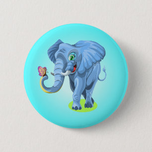 Macaron Rond 5 Cm Blue Elephant Jouer avec Butterfly-44644