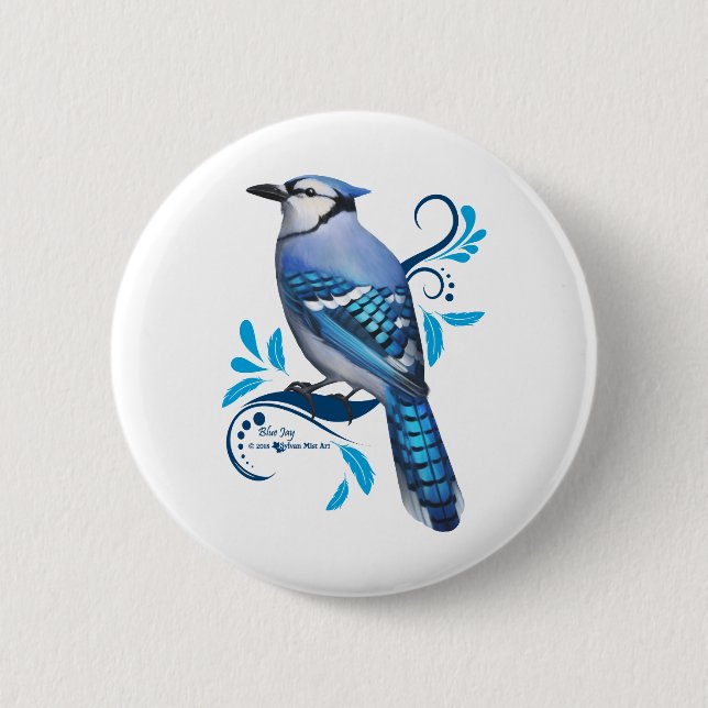 Macaron Rond 5 Cm Blue Jay (Devant)