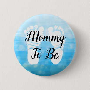 Macaron Rond 5 Cm Blue Ombre Maman à être Baby shower Bouton cadeau