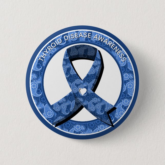 Macaron Rond 5 Cm Blue Paisley Awareness Blue Ribbon (Devant)
