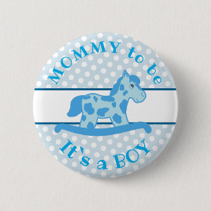 Macaron Rond 5 Cm Blue Rocking Horse C`est un Baby shower garçon