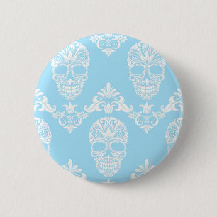 Macaron Rond 5 Cm blue victorian skulls