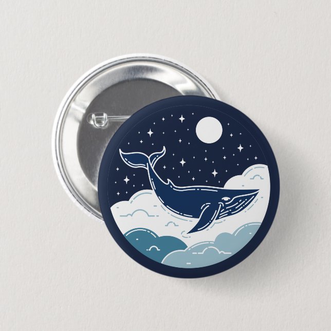 Macaron Rond 5 Cm Blue Whale Dream (Devant & derrière)