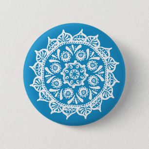 Macaron Rond 5 Cm Bluebird Mandala