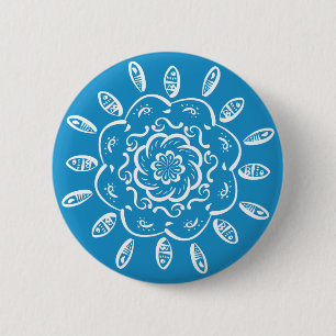 Macaron Rond 5 Cm Bluebird Mandala