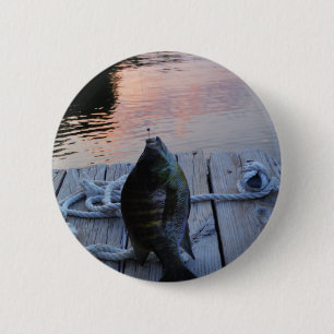 Macaron Rond 5 Cm Bluegill au coucher du soleil Lac Arrowhead