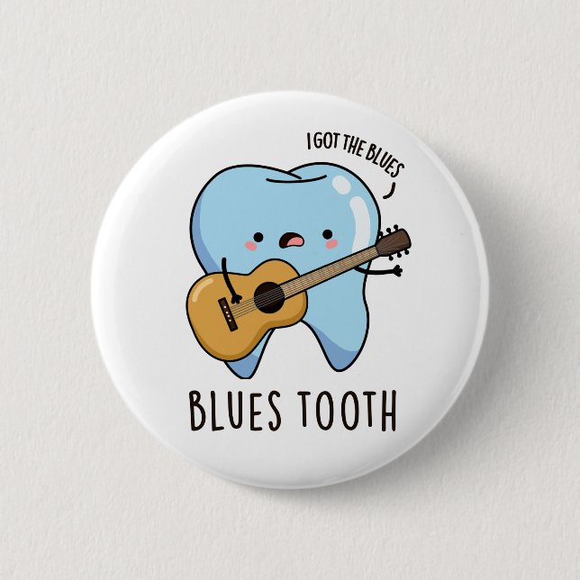 Macaron Rond 5 Cm Blues Tooth Funky Dental Music Pun (Devant)
