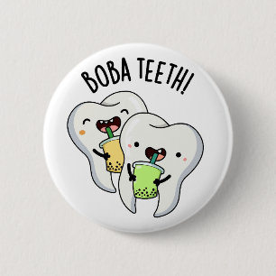 Macaron Rond 5 Cm Boba Teeth amusant Boba Tea Pun