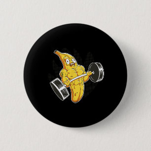 Macaron Rond 5 Cm Bodybuilder Banana Lifting Weights Funny Bodybuild