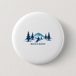 Macaron Rond 5 Cm Bogus Basin Idaho Station de ski Skier T-shirt_