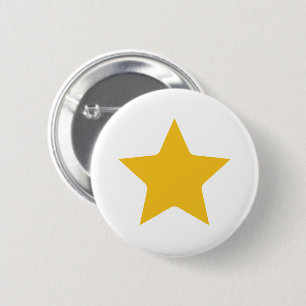Macaron Rond 5 Cm Bohème moderne Boho Yellow Gold Star Blanc