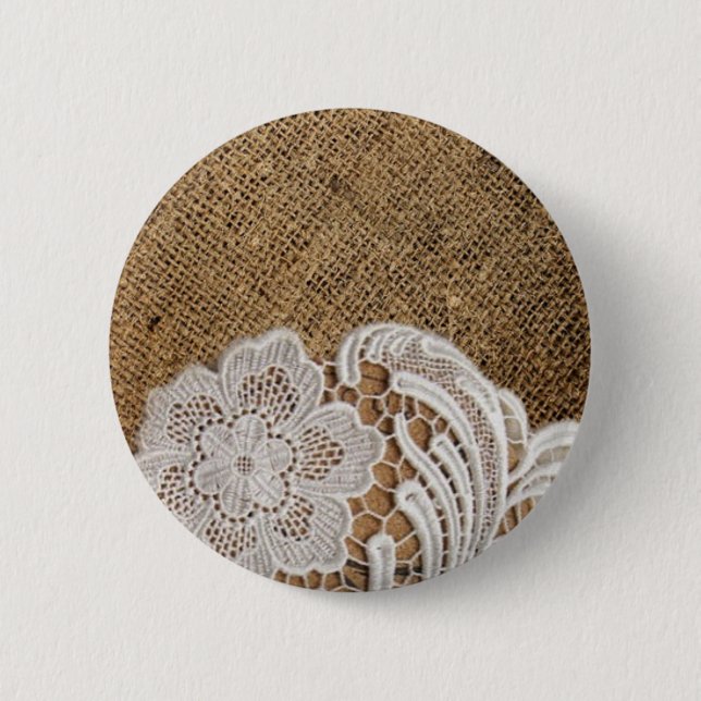Macaron Rond 5 Cm bohème rustique pays occidental burlap et dentelle (Devant)