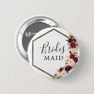 Macaron Rond 5 Cm Boho Burgundy Bridal Party Button Bridesmaid
